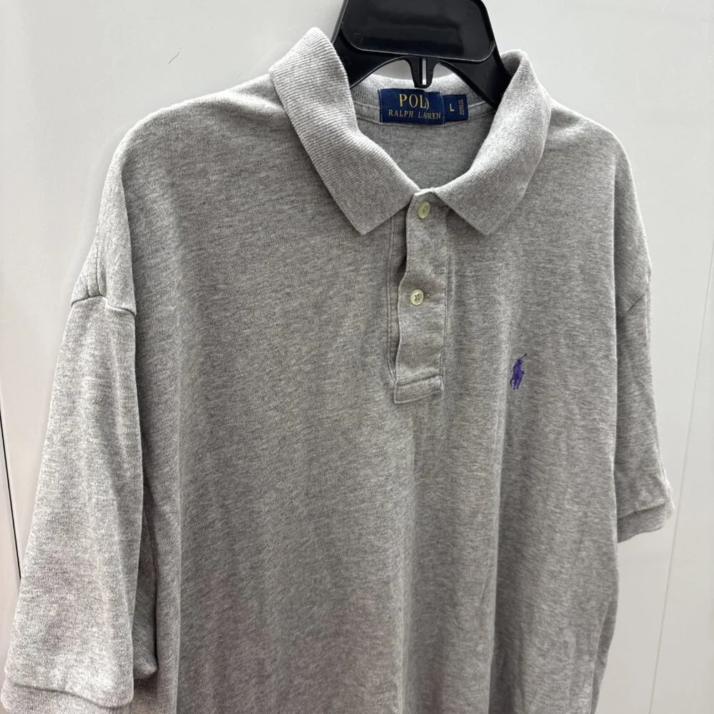Ralph Lauren Shirt Large Mens Short Sleeve Casual Golf Polo Classic Fit Gray
